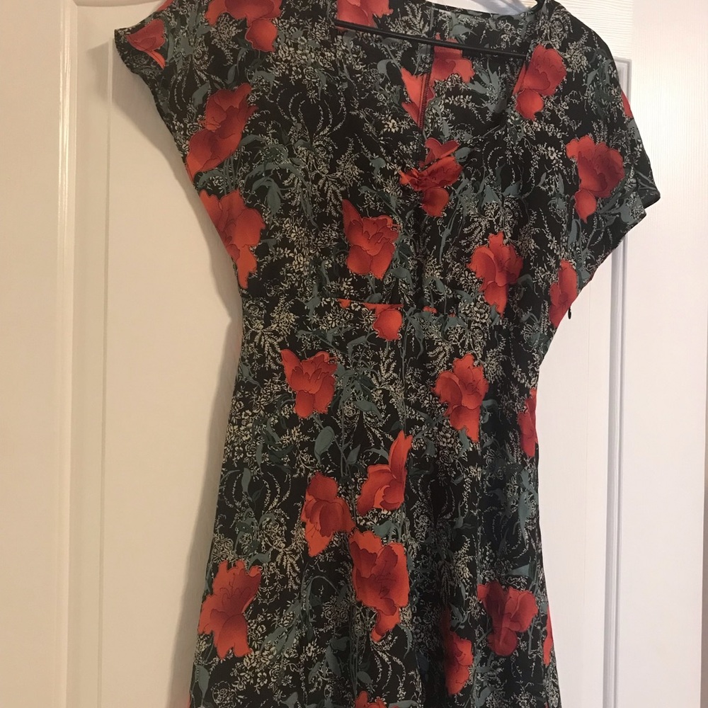 Black floral mini dress